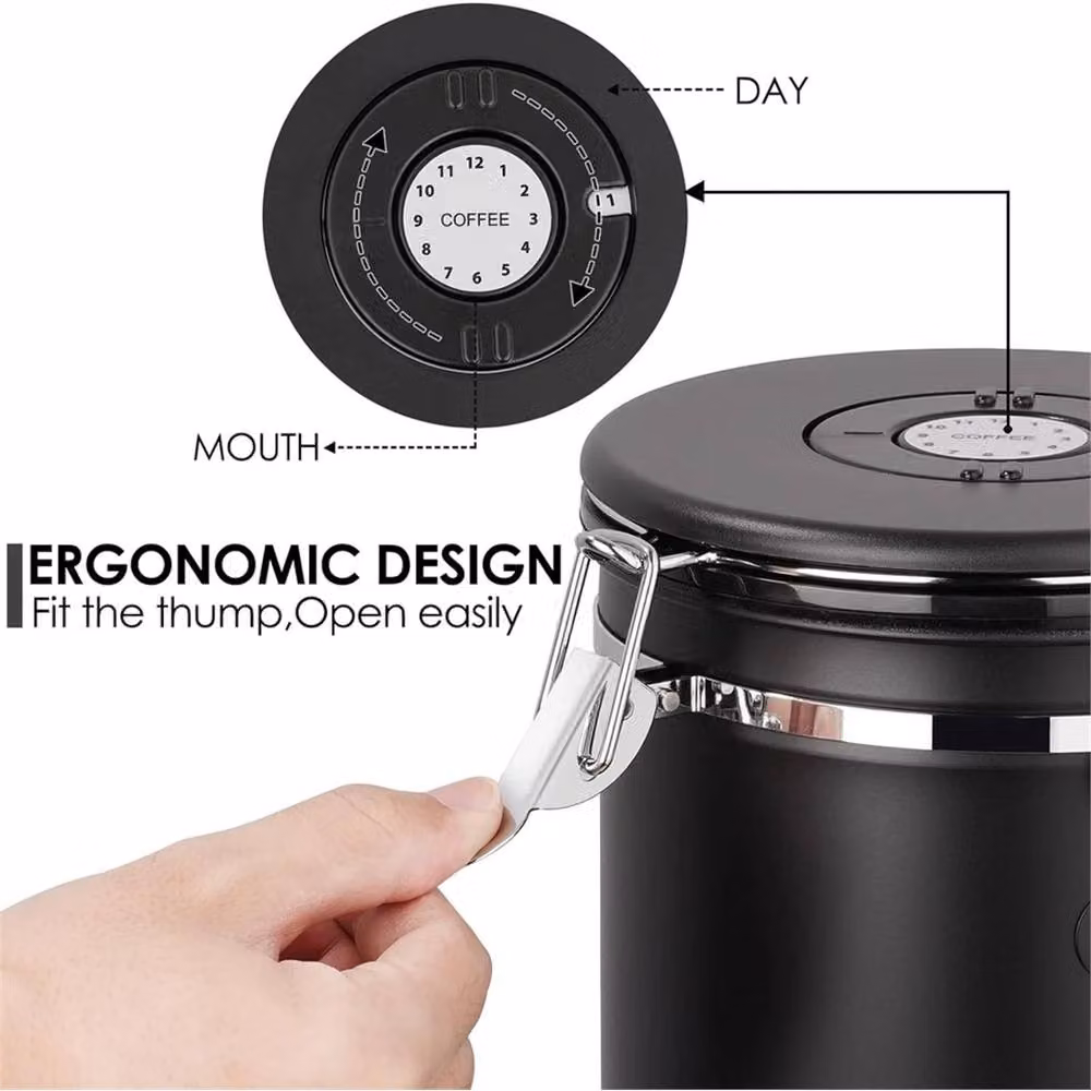 Nordara Airtight Stainless Steel Vacuum Coffee Bean Canister in Black – 3