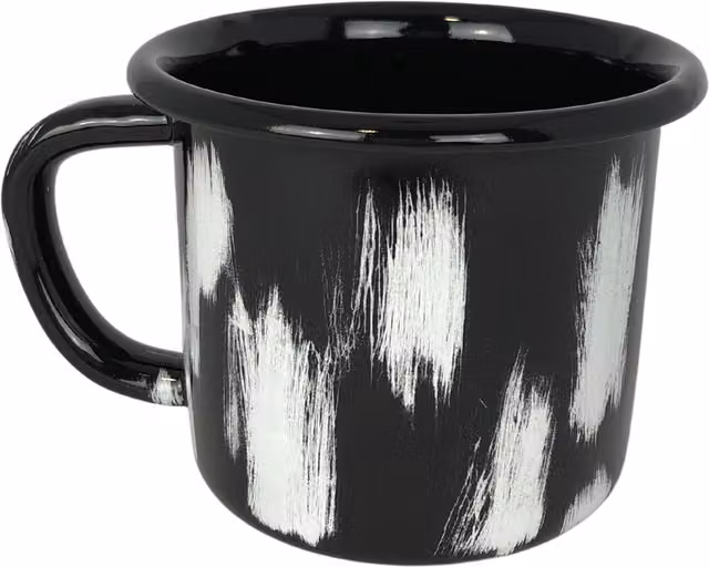 Elifle Stripe Series Stainless Steel Enamel Mug in Black and White Striped Design