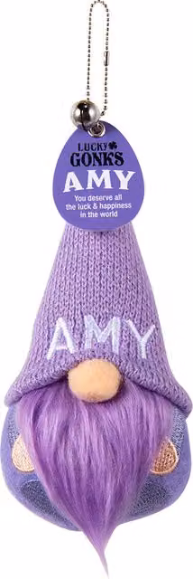History & Heraldry Amy Pre-personalised Lucky Gonk Mascot Keyring in Purple