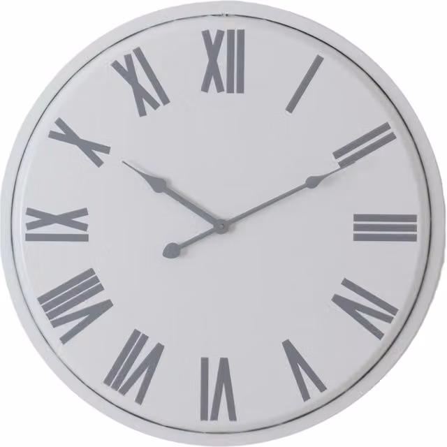 Love Lace Flemings Modern Round Quartz Wall Clock in White