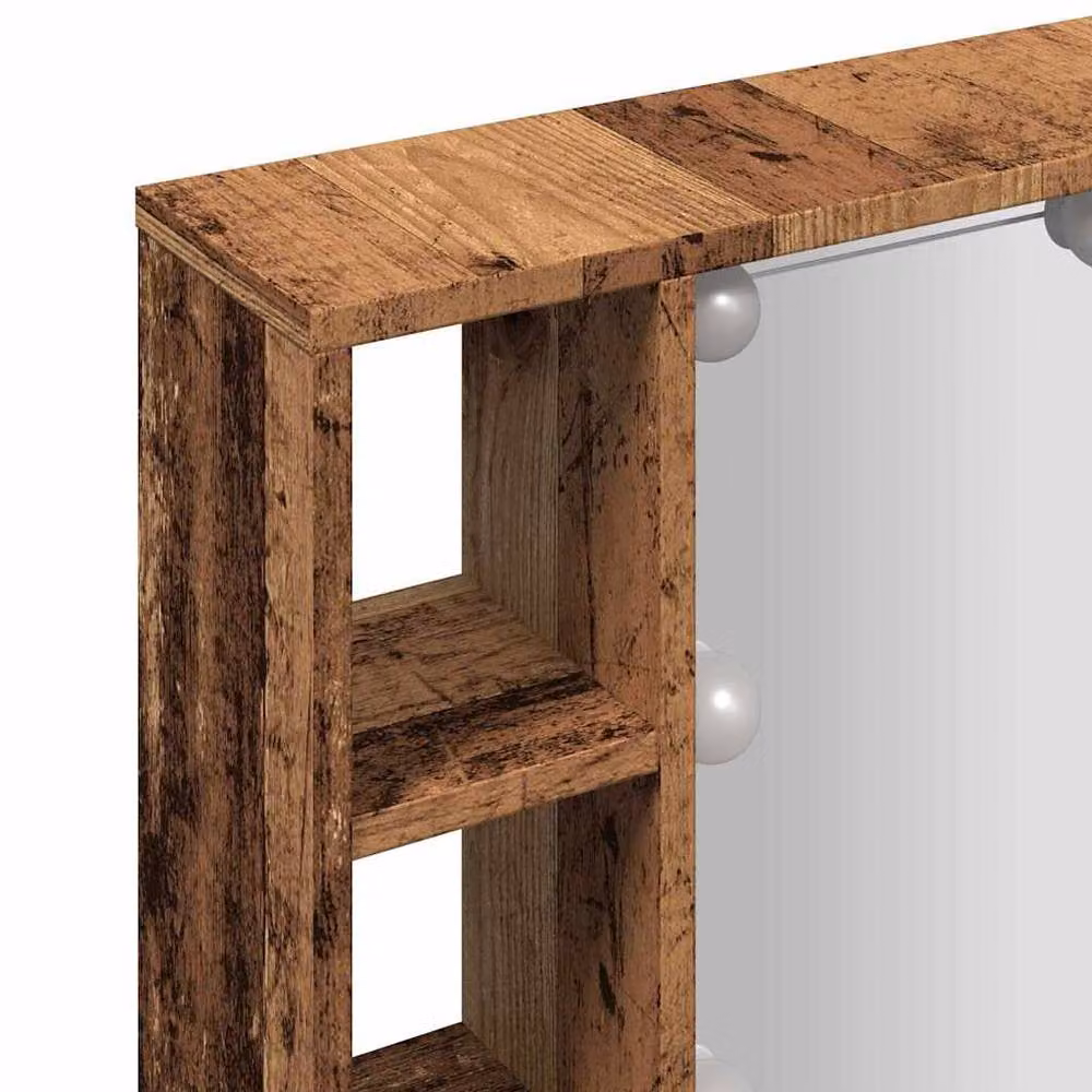 Berkfield Home LED Mirror Cabinet in Brown Old Wood, W/D/H: 76 x 15 x 55 cm – 5