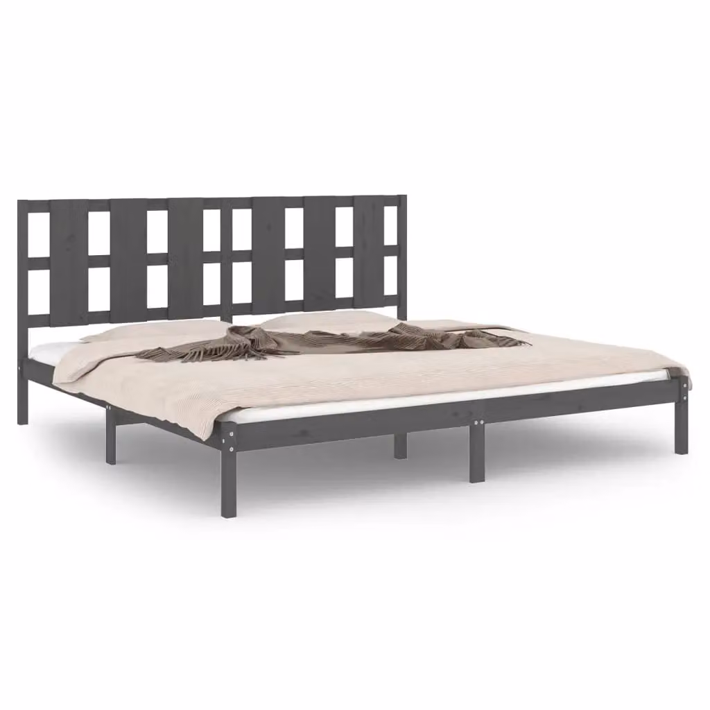 Berkfield Home Grey Solid Wood Pine Bed Frame 200 x 200 cm – 2