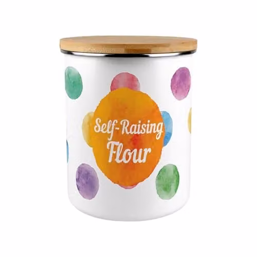 Purely Home Polka Dot Enamel Self-Raising Flour Canister, Multicolour, 2.7 l