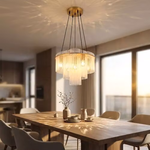 Netlighting Gorley Modern 5-Bulb Pendant Chandelier in Gold and Black with Glass Shades, W/D/H: 50 x 50 x 120 cm – 4