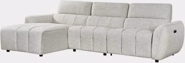 Stratus Interiors Turin Right-Hand Electric Recliner L-Shape Sofa in Silver Fabric
