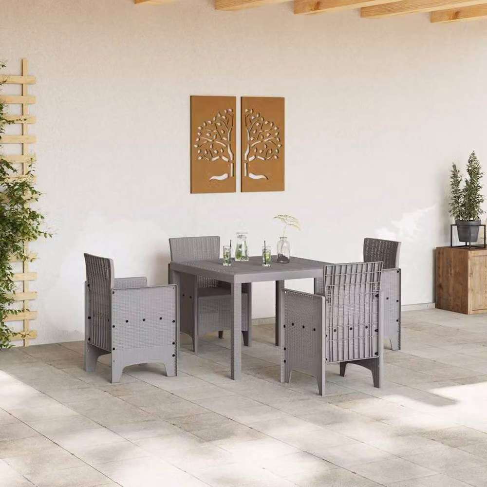 Berkfield Home Square Garden Table in Light Grey Poly Rattan W/D/H: 100 x 100 x 73 cm – 2