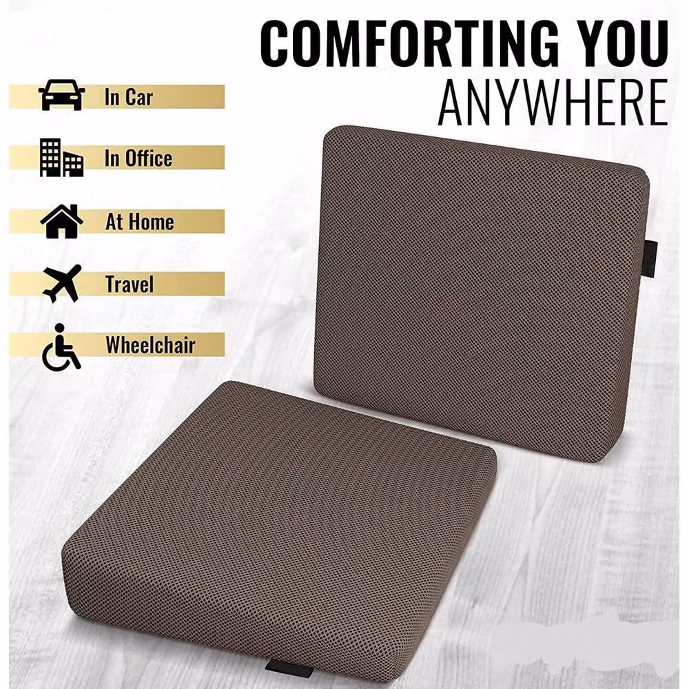NESTLUNE Brown Memory Foam Wedge Seat and Back Support Cushion, W: 190 cm, D: 100 cm – 4