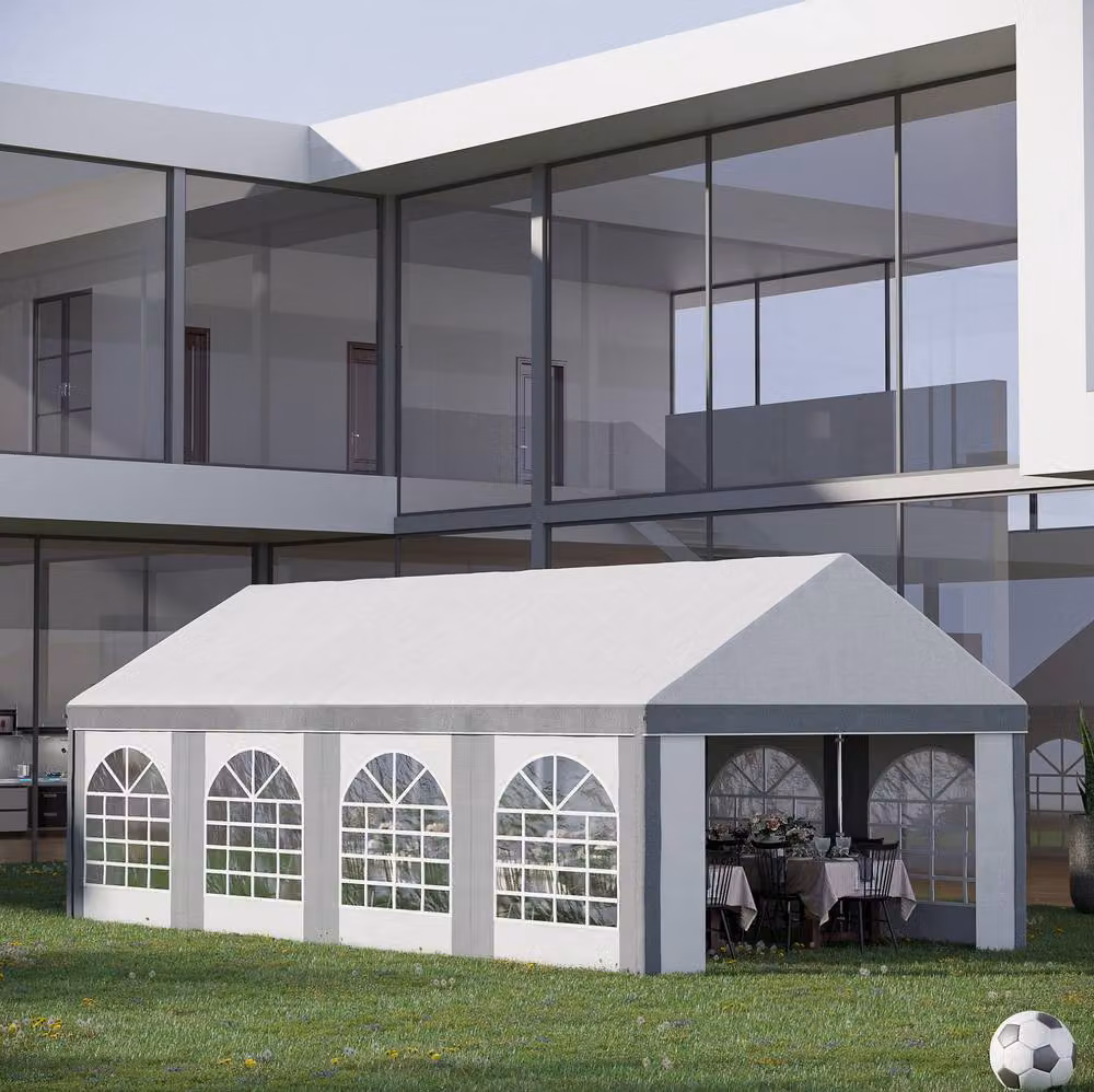 STILVORA White Party Tent with Removable Sides, Double Doors and Windows, W: 8 m, D: 4 m, H: 3.1 m – 2
