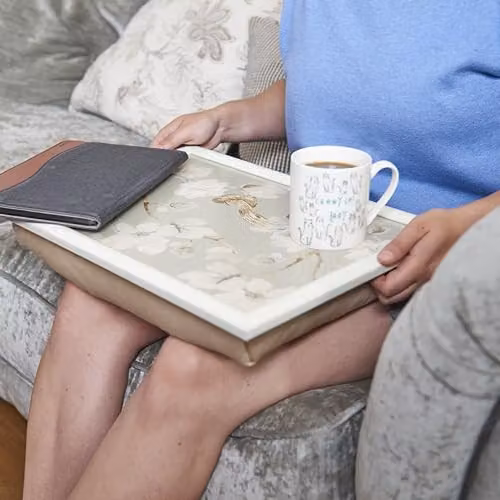 Creative Tops Duck Egg Floral Cushioned Lap Tray in Blue and White, W: 44 cm x D: 34 cm – 4