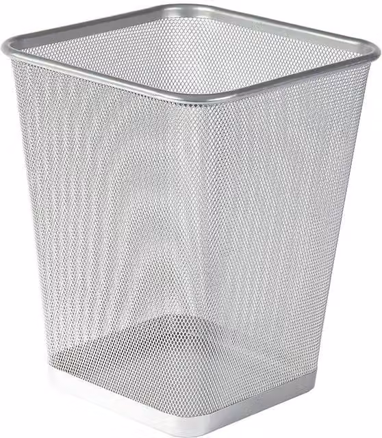 MantraRaj 9 Litre Square Metal Mesh Waste Paper Bin in Silver