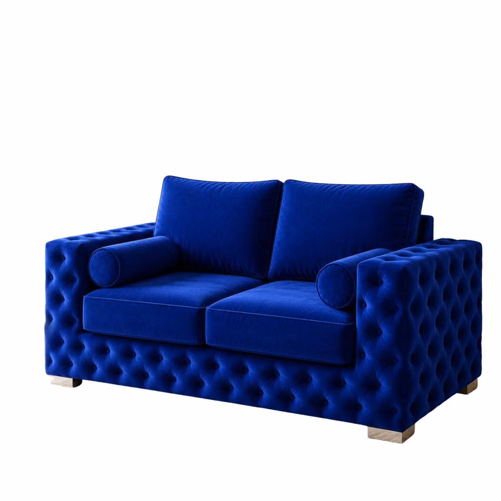 Stratus Interiors Ashley 2 Seater Chesterfield Tufted Fabric Sofa in Royal Blue – 2