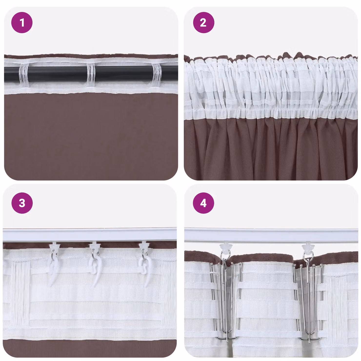 Berkfield Home Brown Velvet Eyelet Curtains, 2 Pack, H 175 cm x W 140 cm – 5