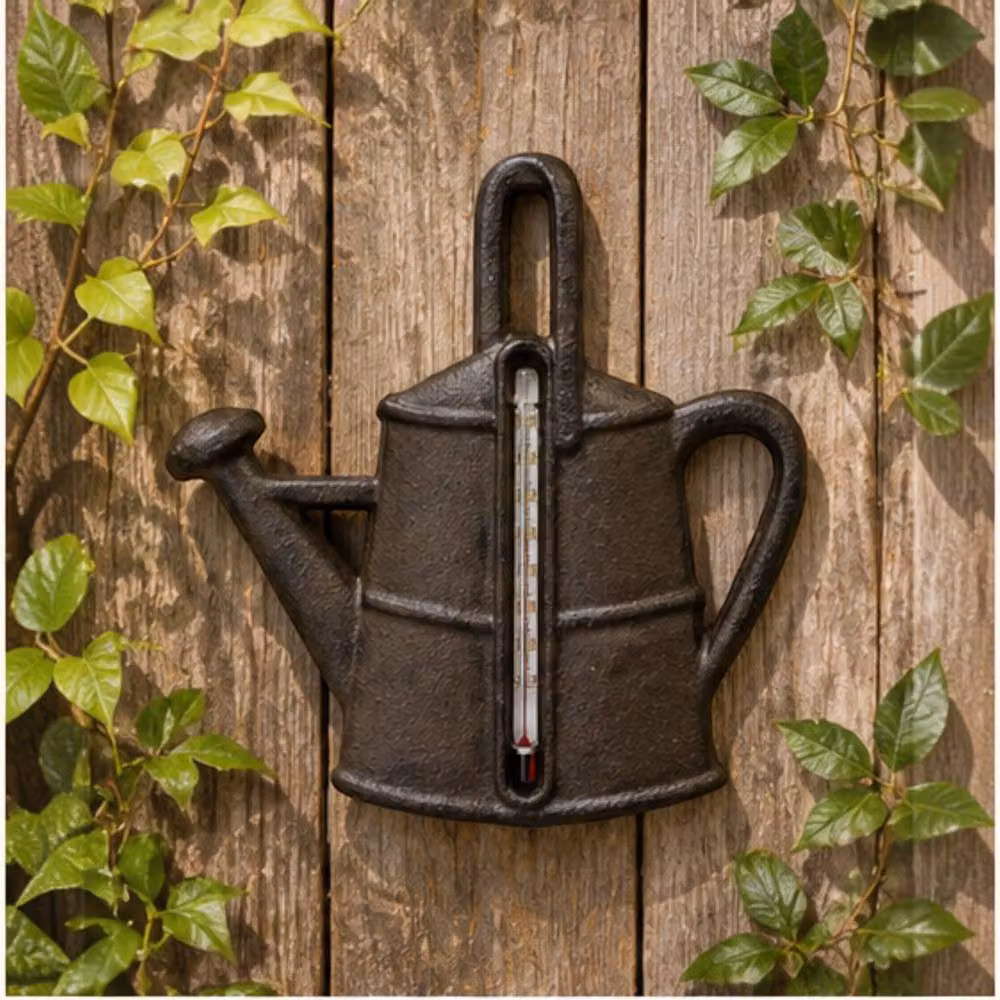 Four Candle Cast Iron Watering Can Thermometer in Black – 2