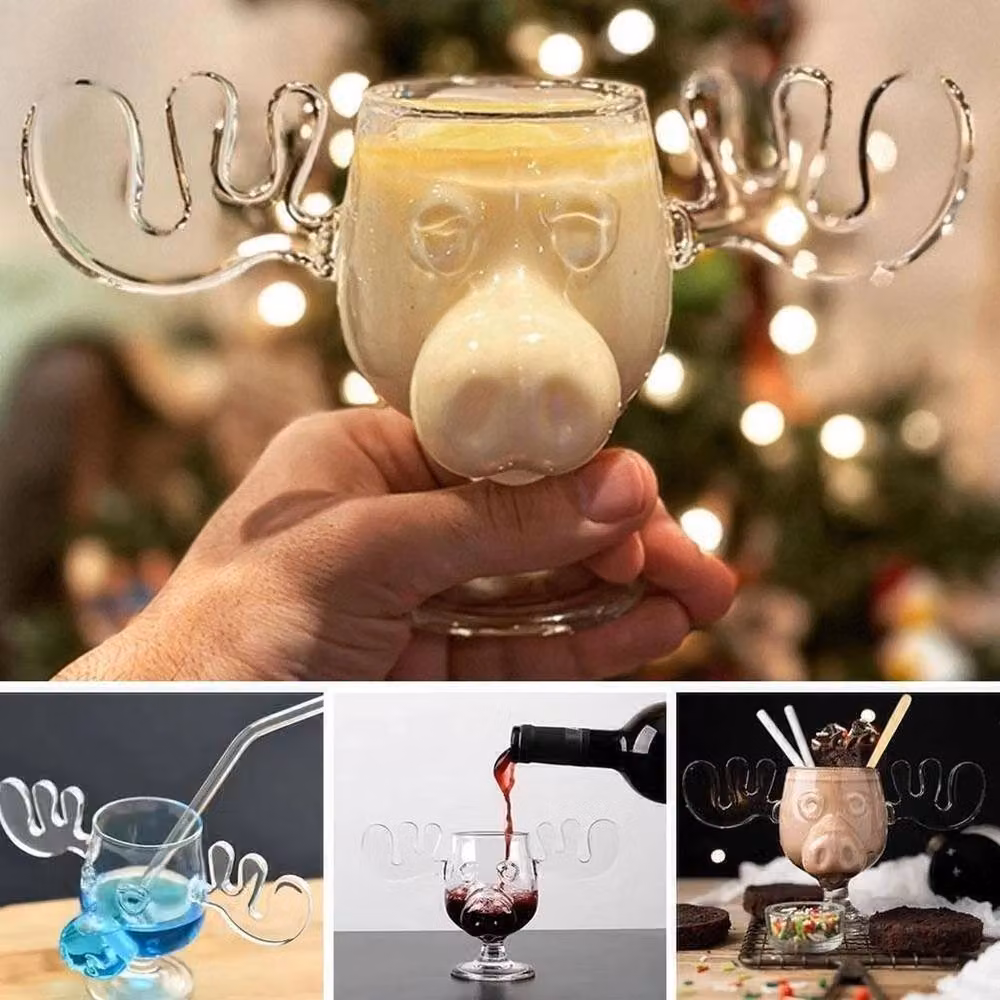 SPETLEK Christmas Vacation Moose Glass Wine Cups, 2 Pack, Clear – 4