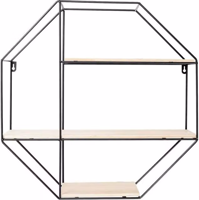 KORVIXA Modern Black Metal and Composite Wall Mounted Floating Storage Shelves W: 100 cm