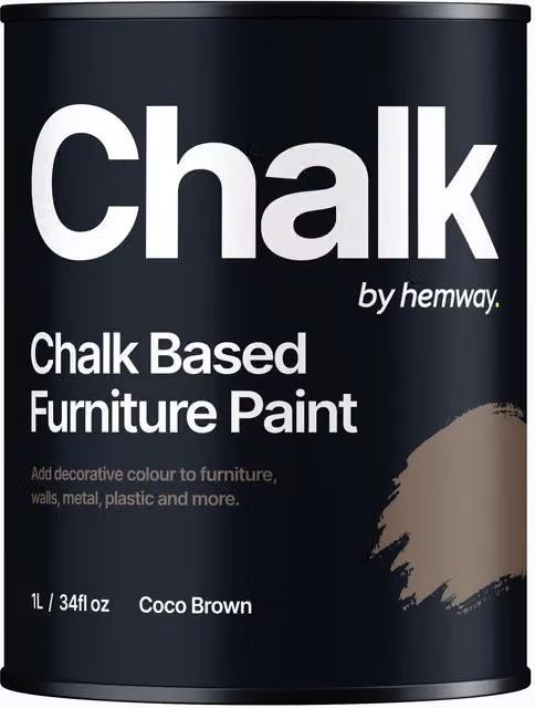 Hemway Chalk Based Furniture Paint in Flat Matt Coco Brown, 1L