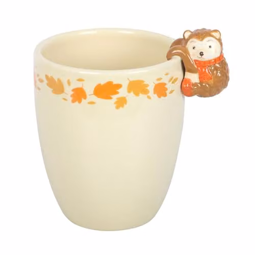 Something Different Wholesale Autumn Ceramic Hedgehog Plant Pot in Beige, H 15 cm x W 14 cm x D 11 cm