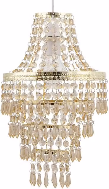 First Choice Lighting Gold Tiered Chandelier Style Light Shade in Amber
