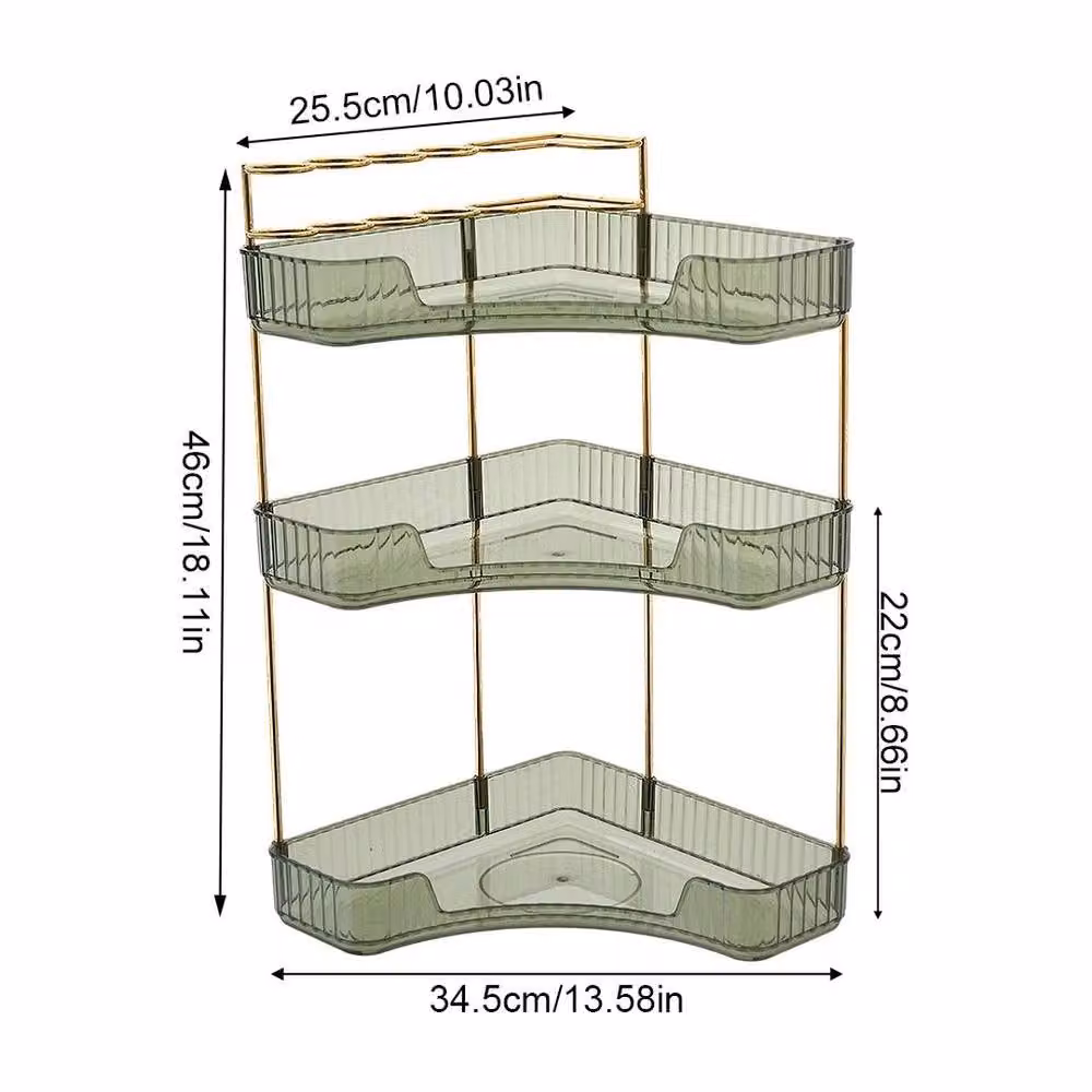 EONLION 3-Tier Corner Storage Rack in Dark Green and Gold, W/D/H: 50 x 50 x 46 cm – 2