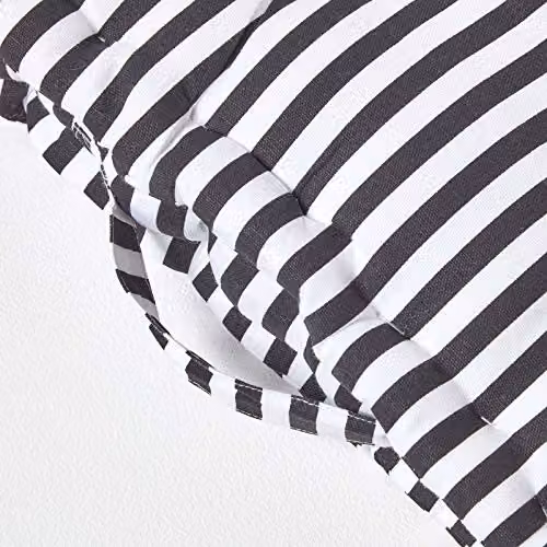 Homescapes Black and White Pin Stripe Cotton Large Square Floor Cushion W/D/H: 50 x 50 x 10 cm – 3