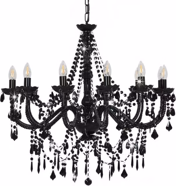 Berkfield Home Beautiful Chandelier with Beads in Black, 12 x E14 Bulbs – 1