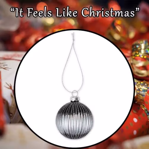 VFM e-Store Silver Glass Hanging Bauble Decoration for Christmas and Parties, W/D/H: 10 x 10 x 9 cm – 6