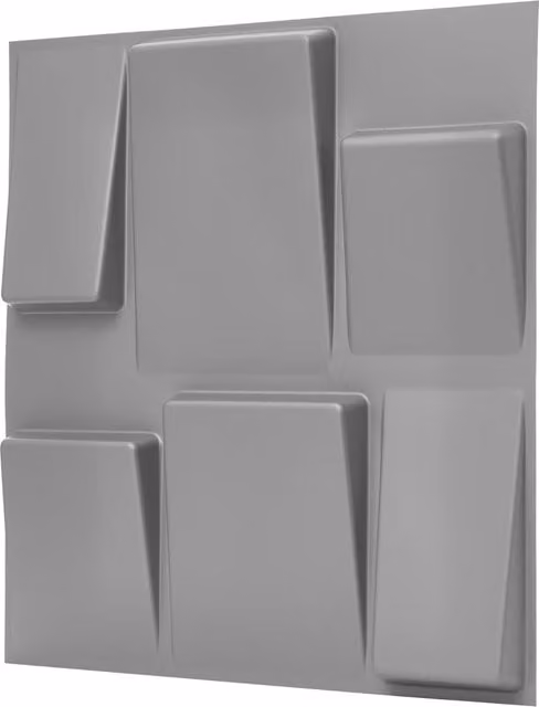 NOVECRAFTO Geometric 3D PVC Wall Panels with Adhesive, Grey-Silver Matt Finish, 16 Pack