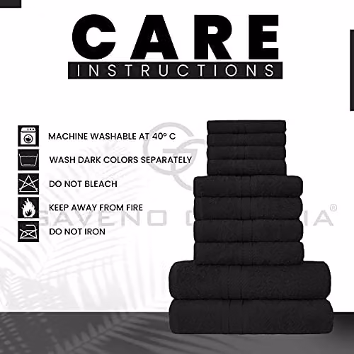 GAVENO CAVAILIA 10 Piece Egyptian Cotton Towel Set in Black – 5