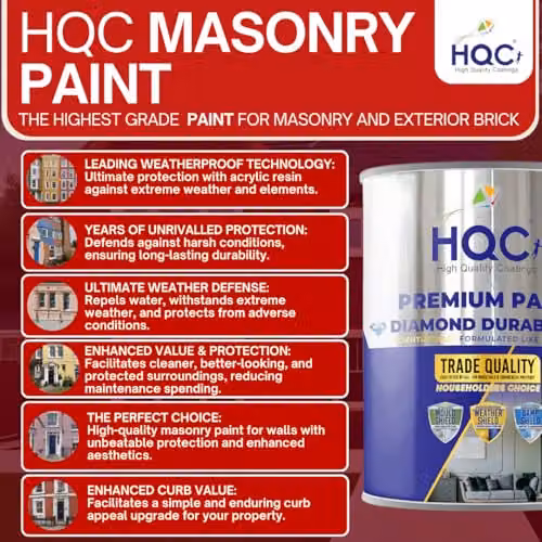 HQC Paints Mould Resistant Matt Masonry Dispersion Paint, Beige, 5 l – 3