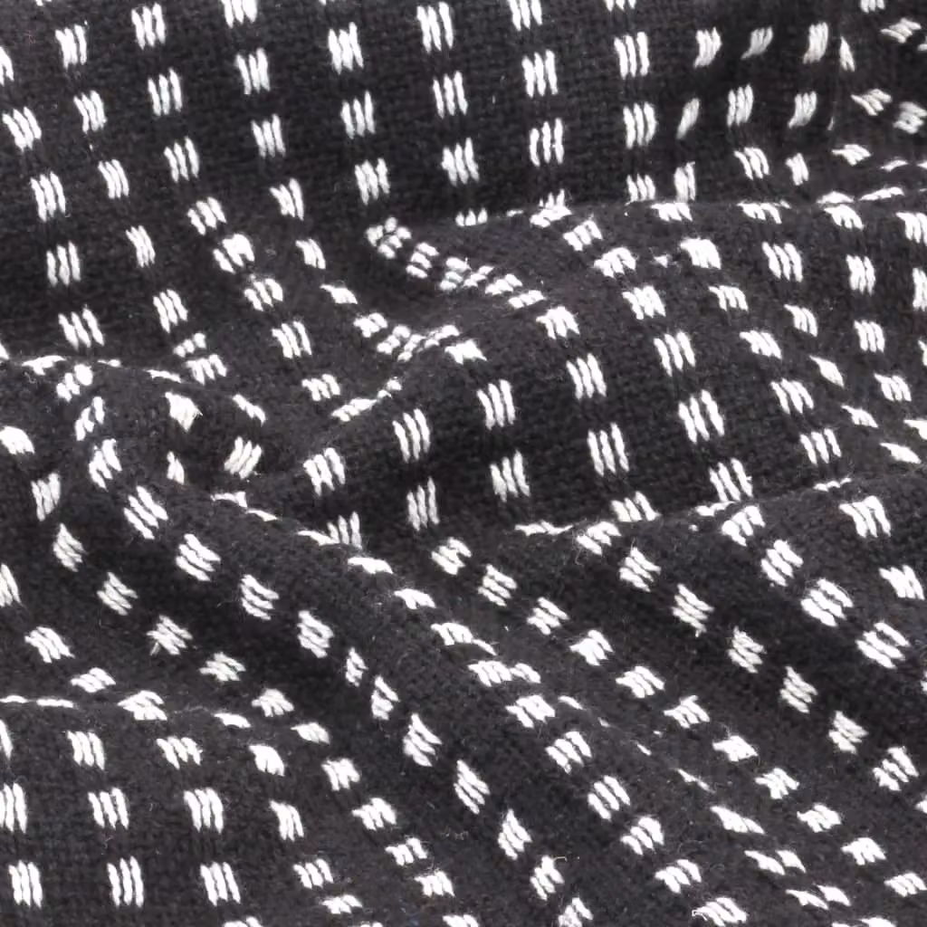 Berkfield Home Geometric Cotton Throw with Fringes, Black, W: 220 cm, D: 250 cm – 4