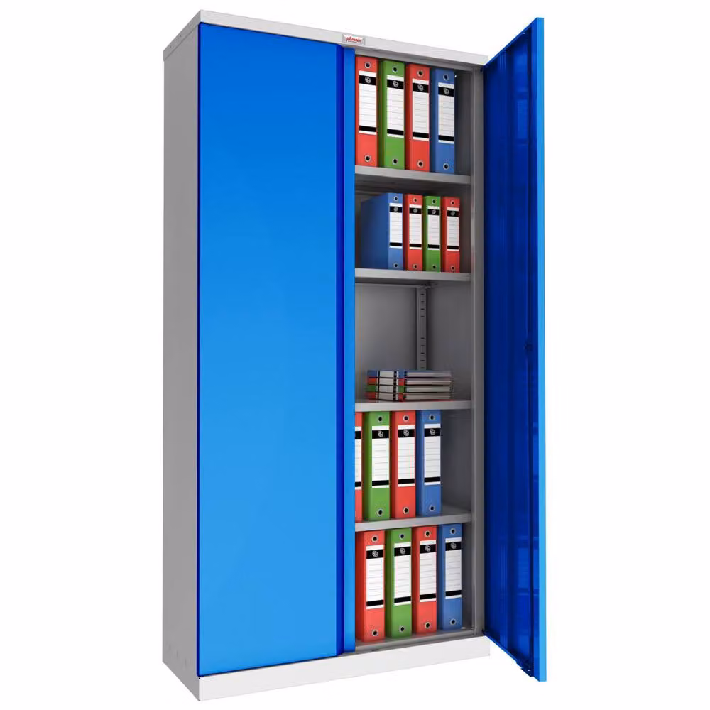 Phoenix Safe Company Steel Storage Cupboard in Grey and Blue with Key Lock and Adjustable Shelves, W/D/H: 80.0 x 30.0 x 80.0 cm – 2