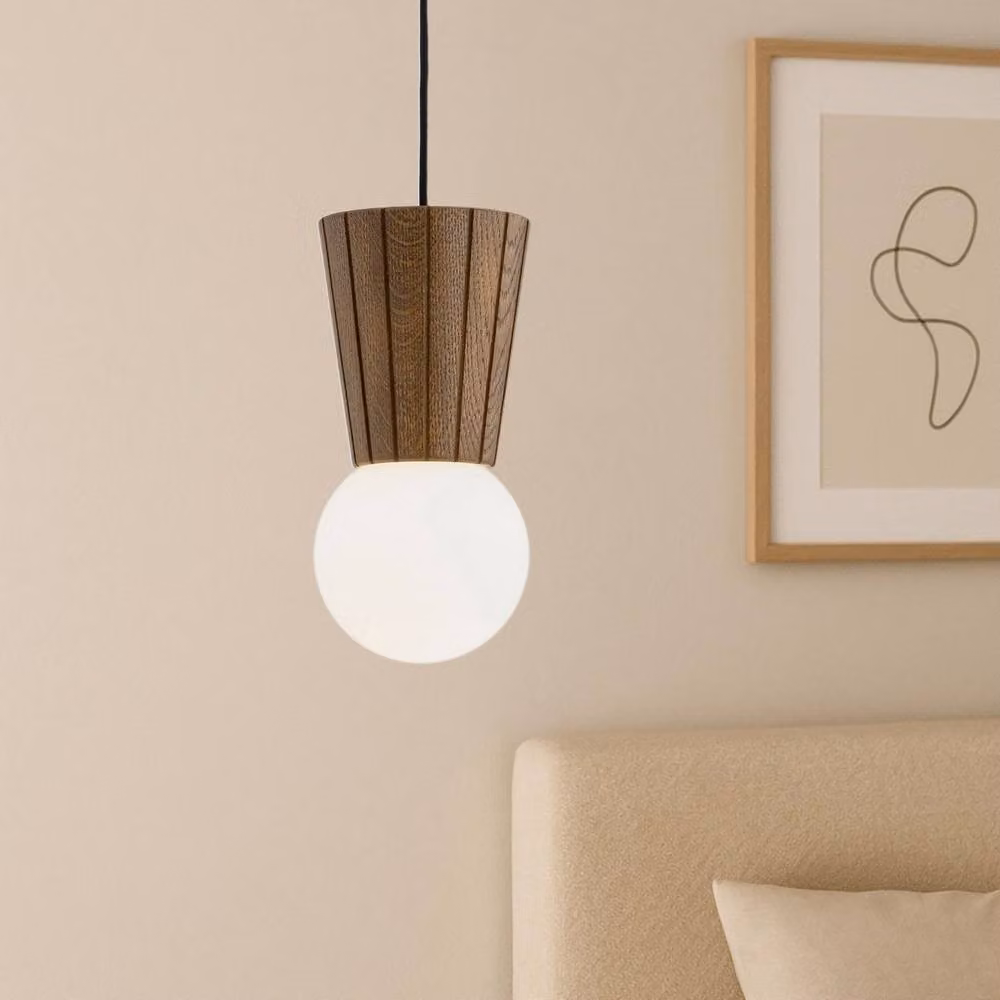 Netlighting Volante Globe Pendant Ceiling Light in Brown Wood with G9 Bulb and IP44 Rating – 2