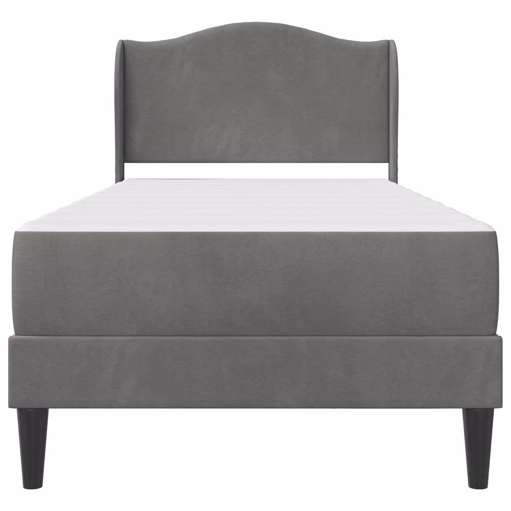Berkfield Home Upholstered Velvet Bed Frame with Headboard in Grey, W/D/H: 90 x 190 cm – 3