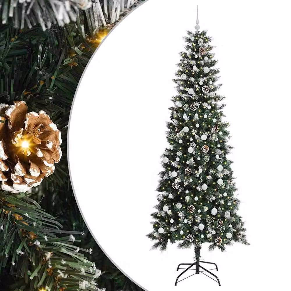 Berkfield Home Elegant Artificial Christmas Tree with 300 LEDs, Green, W/D/H: 96 x 96 x 240 cm – 3
