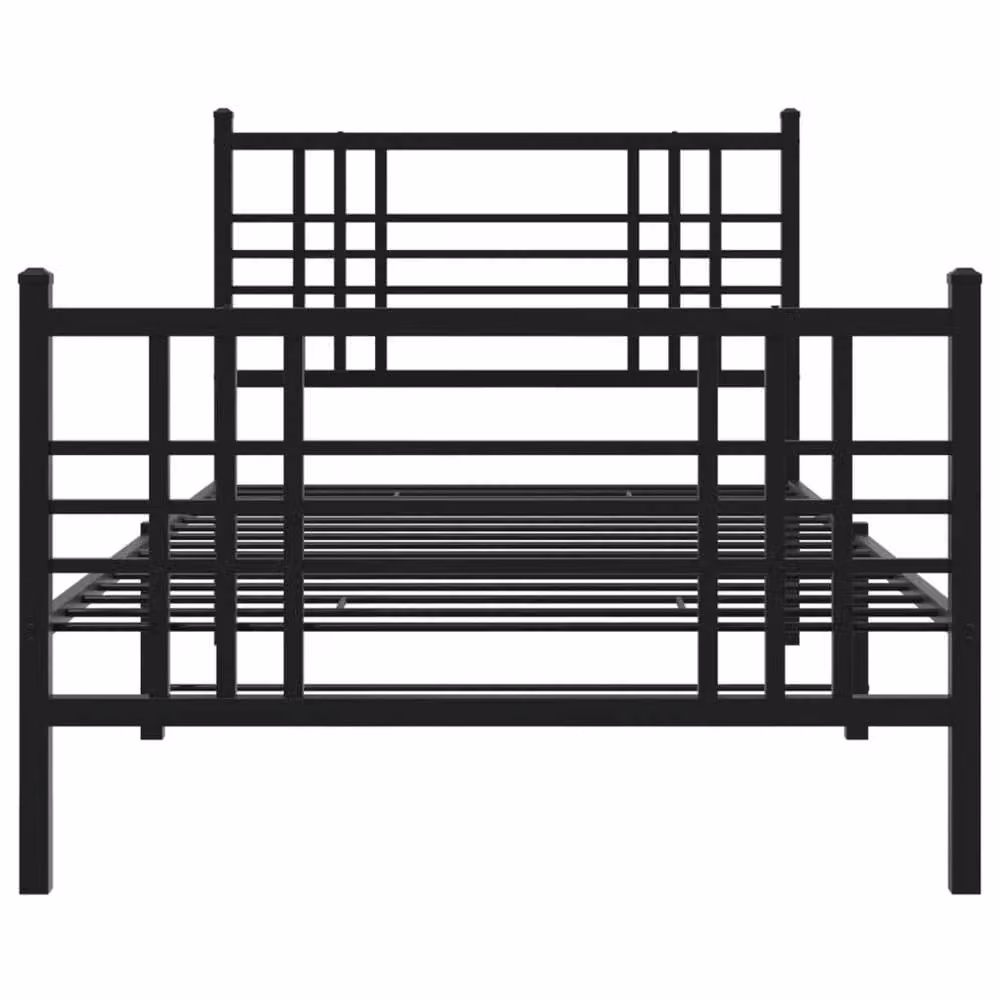 Berkfield Home Metal Bed Frame with Footboard, Black, W/D/H: 90 x 190 cm – 3