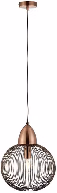 Endon Nicola Industrial Single Wire Pendant Light in Antique Copper and Brown, E27, Height Adjustable up to 140 cm