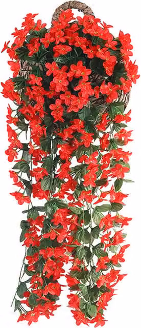 Livingandhome Red Artificial Hanging Violet Floral Decoration