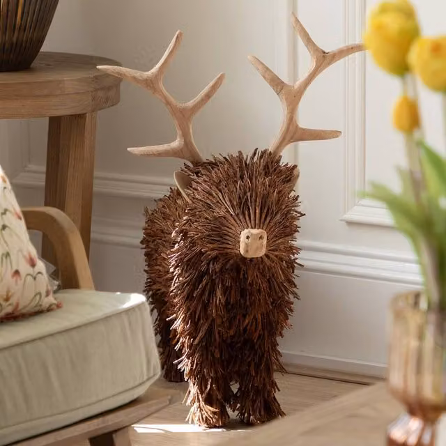 Voyage Maison Stirling Standing Stag Rustic Wood Sculpture in Brown – 2