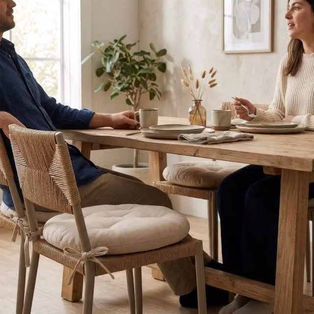 Harbour Housewares Round Seat Pad in Beige with Removable Cotton and Polyester Cover, W/D/H: 40 x 40 x 40 cm