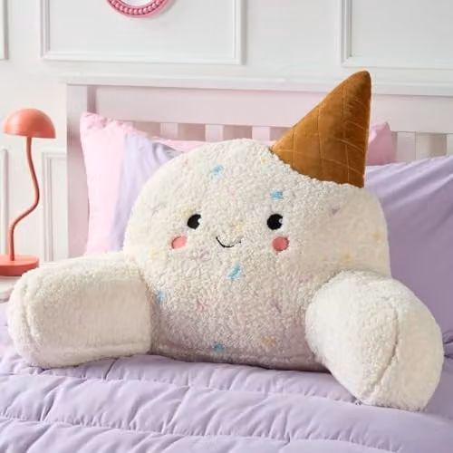 OHS Ice Cream Cuddle Cushion for Kids and Adults, Soft Teddy Fleece Reading Pillow in Brown, W/D/H: 78 x 50 x 50 cm – 1