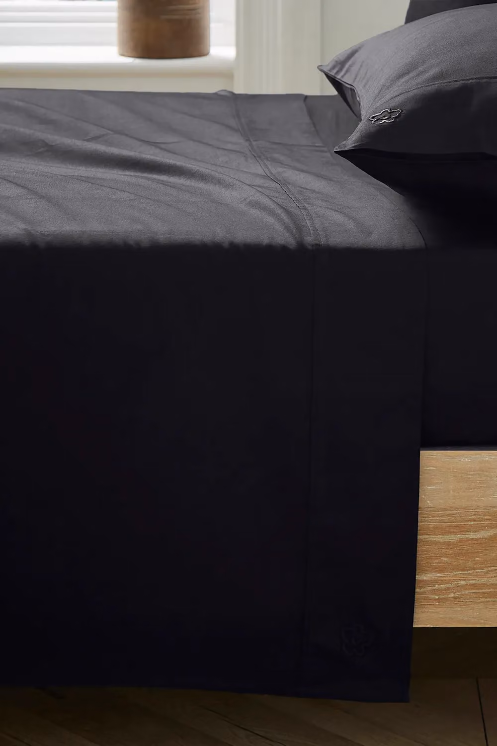 Ted Baker Plain Dye Mako Satin Cotton Flat Sheet, Black, W/D/H: 180 x 200 cm – 2