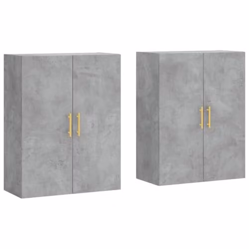 vidaXL Set of 2 Modern Wall Mounted Cabinets in Concrete Grey, W/D/H: 69.5 x 34 x 90 cm – 1