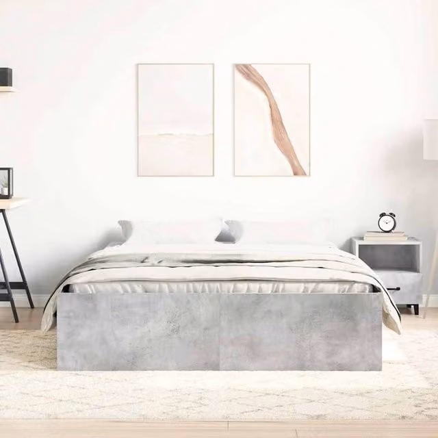 Berkfield Home Modern Bed Frame in Concrete Grey, W: 160 cm, D: 200 cm – 1