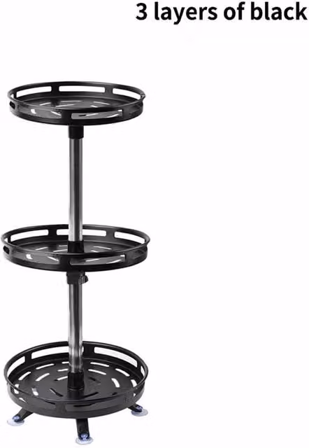Nordara 3 Layer Rotating Metal Spice Rack Organiser, Black, W: 100 cm x D: 100 cm