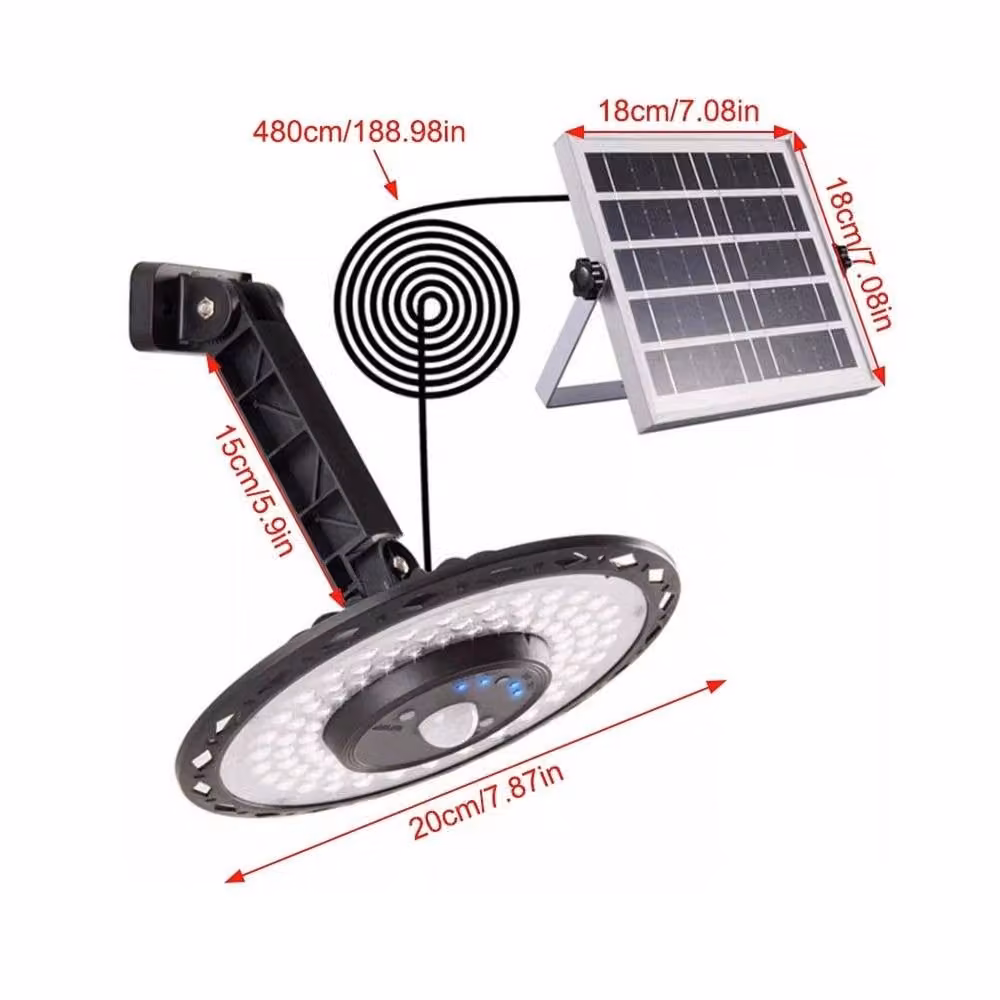 EONLION LED Solar Suspended Ceiling Pendant Light, Black, IP65 Waterproof – 2