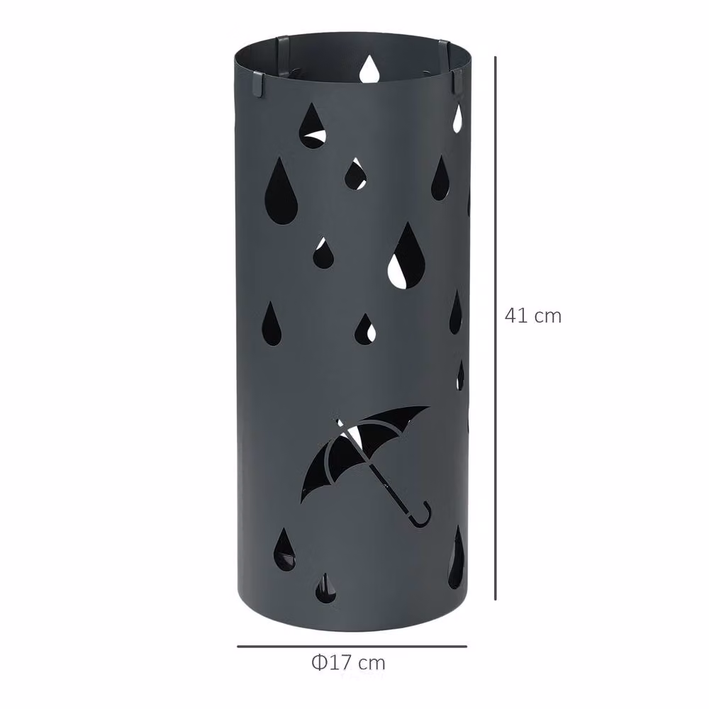 STILVORA Grey Metal Umbrella Stand for 6 Umbrellas with Removable Tray – 3