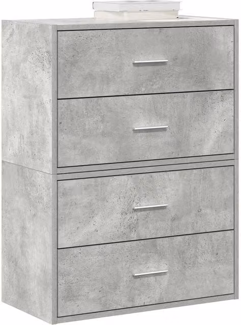 Berkfield Set of 2 Modern Freestanding Cabinets with 2 Drawers in Concrete Grey, W/D/H: 60 x 31 x 40 cm