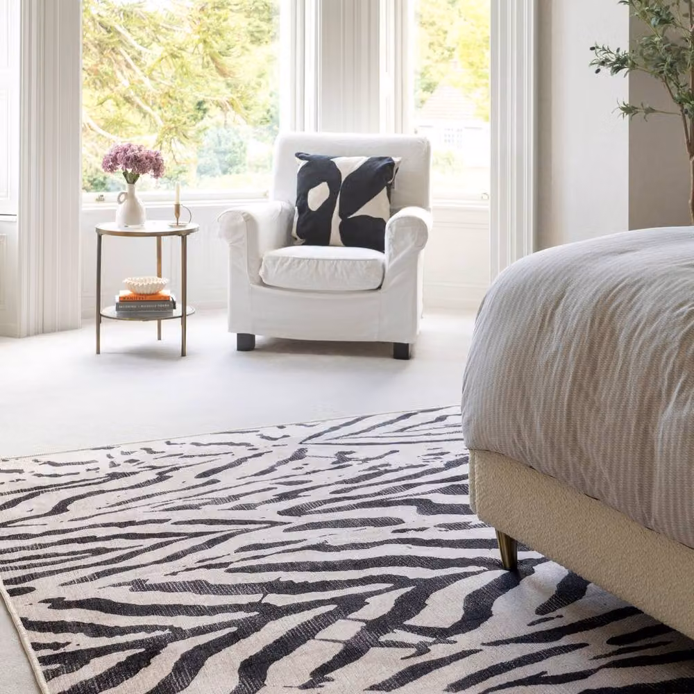Kukoon Black and White Zebra Print Washable Rug, W/D/H: 60 x 240 cm – 7