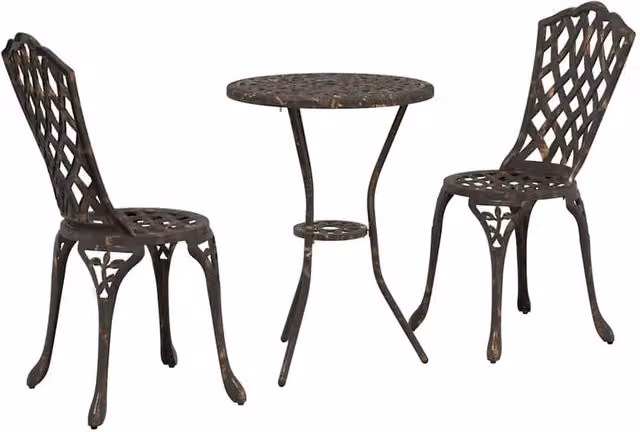 Berkfield Home Bronze Cast Aluminium Small Outdoor Dining Set with Vintage Matt Finish