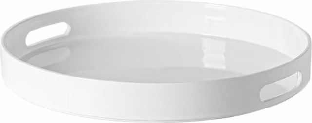 Argon Tableware Round Melamine Serving Tray, White, Diameter: 33 cm